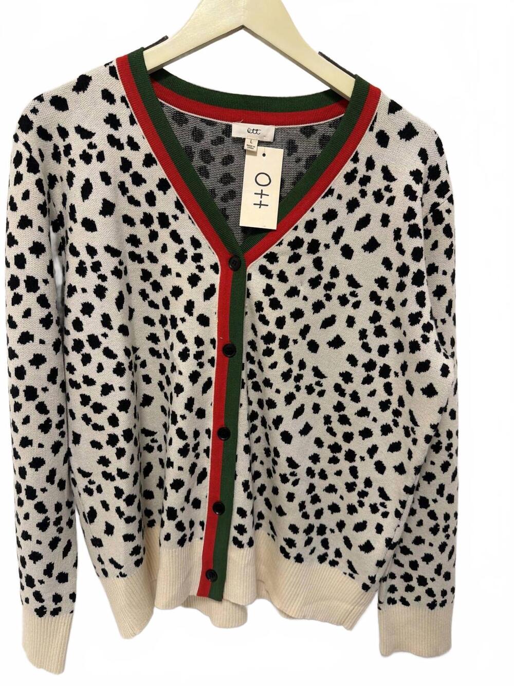 NEW LIME N CHILI women's animal print cardigan in ivory